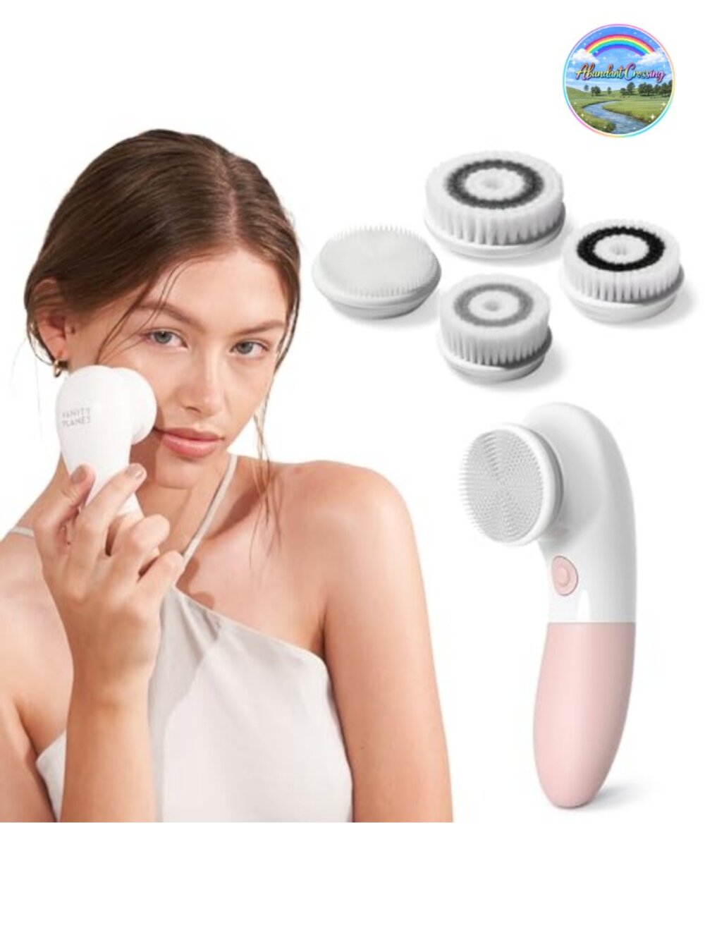 Electric Facial Cleansing Brush with 4 Brush Heads, Dual Speed, Waterproof